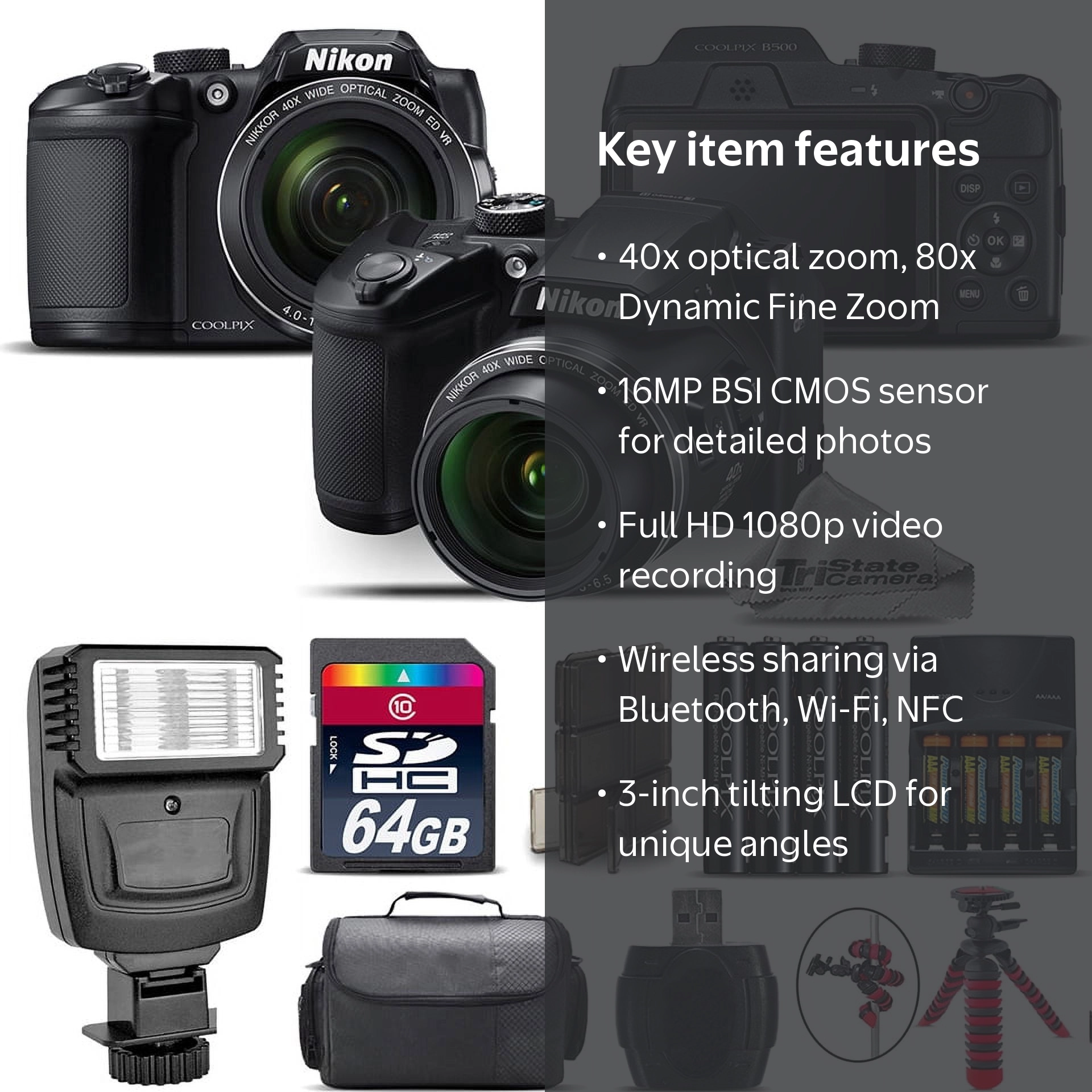 Nikon COOLPIX B500 Digital Camera 40x Optical Zoom, Video