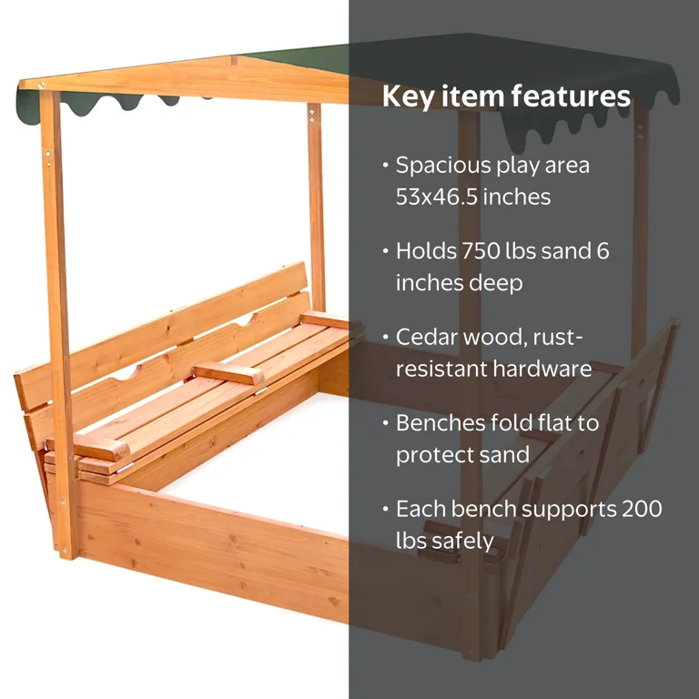Badger Basket Covered Cedar Sandbox with Canopy & Benches 46.5