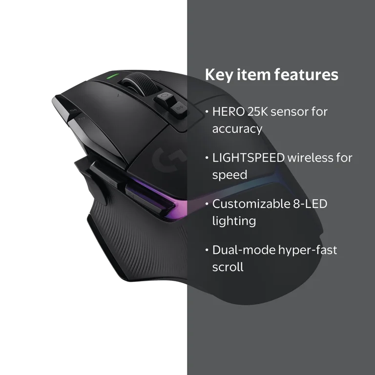 Logitech G502 X PLUS Wireless Gaming Mouse, LIGHTSYNC RGB