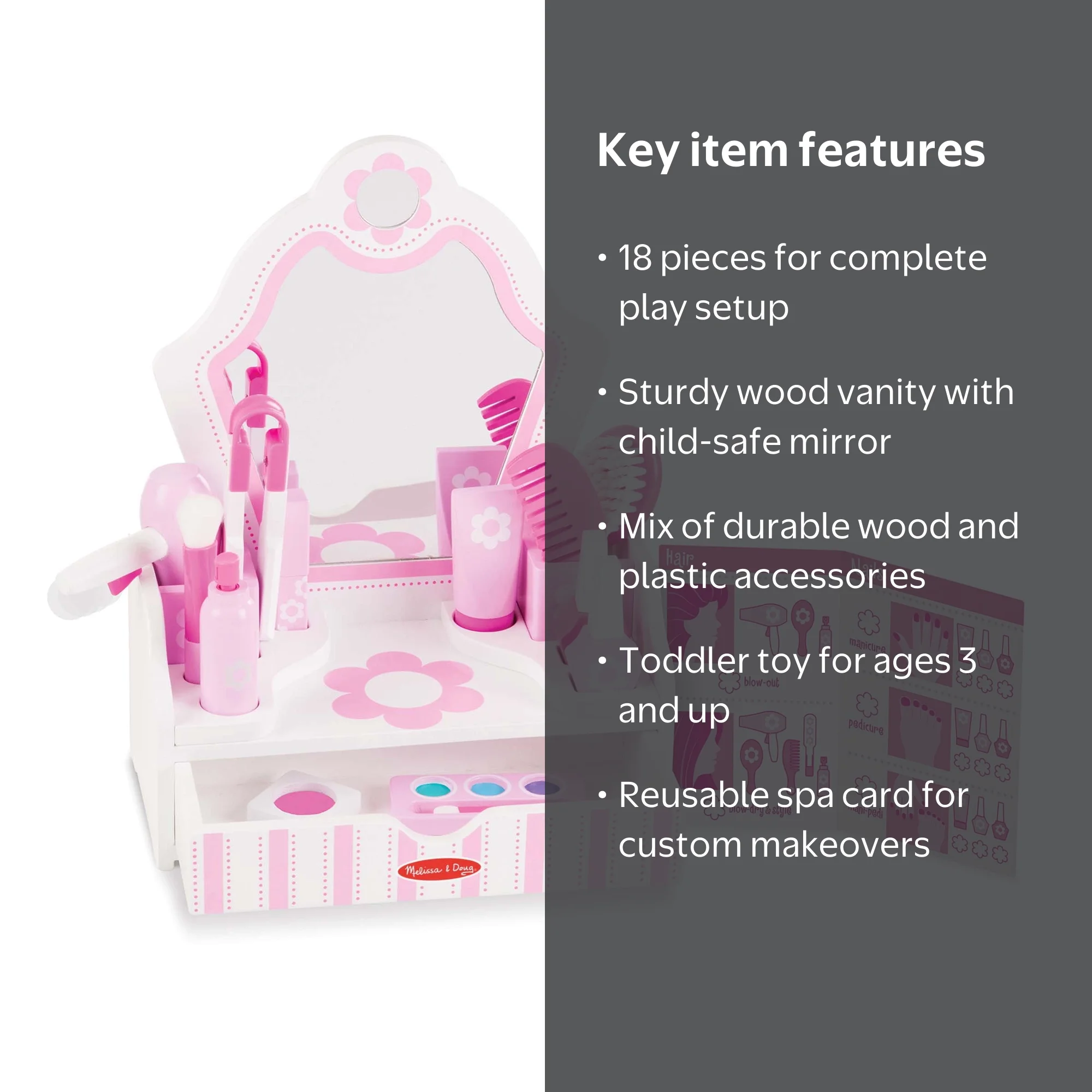 Melissa & Doug Wooden Beauty Salon Play Set, 18 Pieces, Toddler