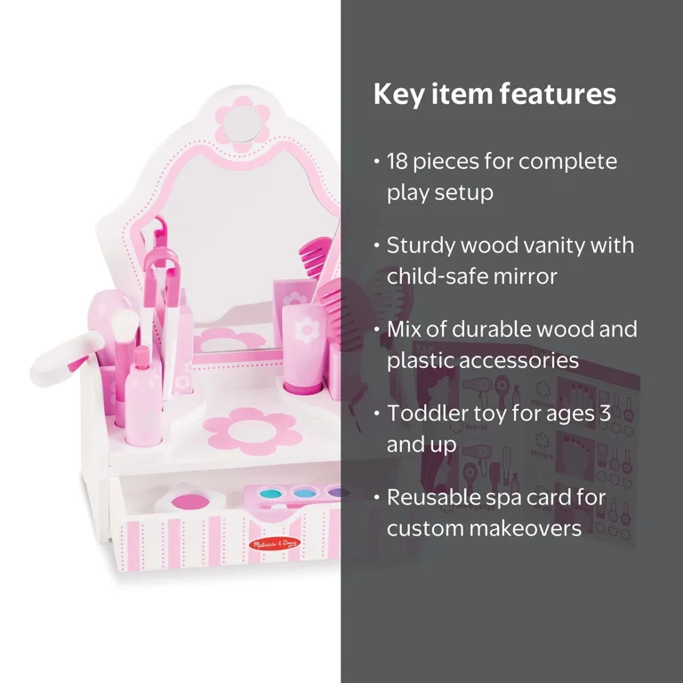 Melissa & Doug Wooden Beauty Salon Play Set, 18 Pieces, Toddler