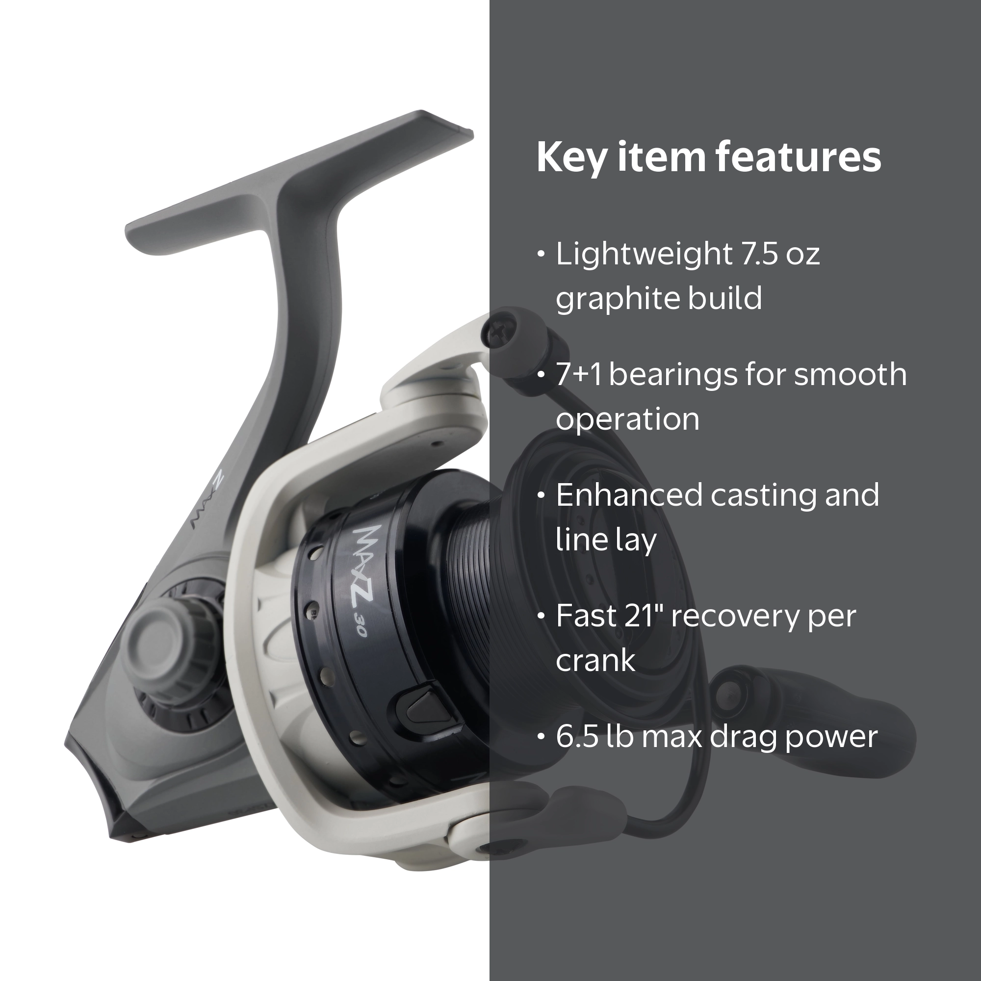 Abu Garcia, Spinning Reel, Max Z 10, Lightweight Graphite Body
