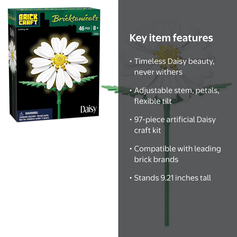 Brickcraft Bricktanicals Daisy Brick Building Set, Artificial