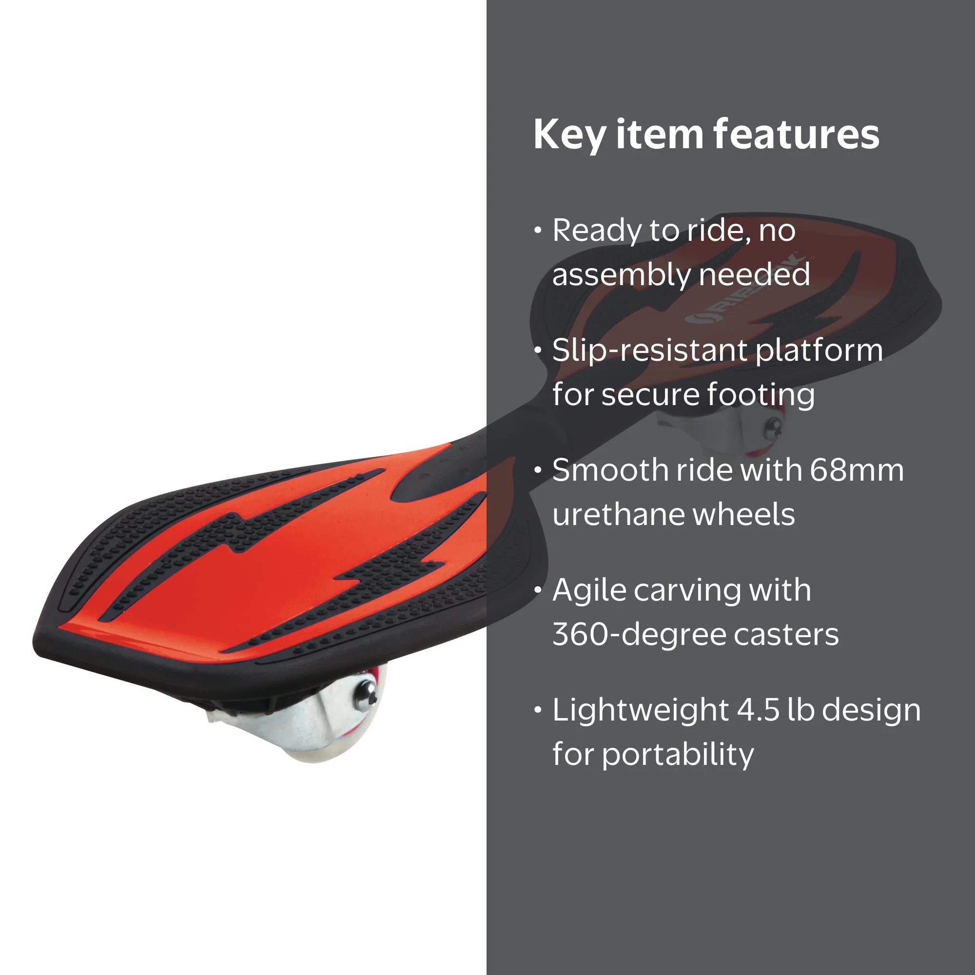 Razor, RipStik Ripster Caster Board, 68mm 360-Degree Casters, Red