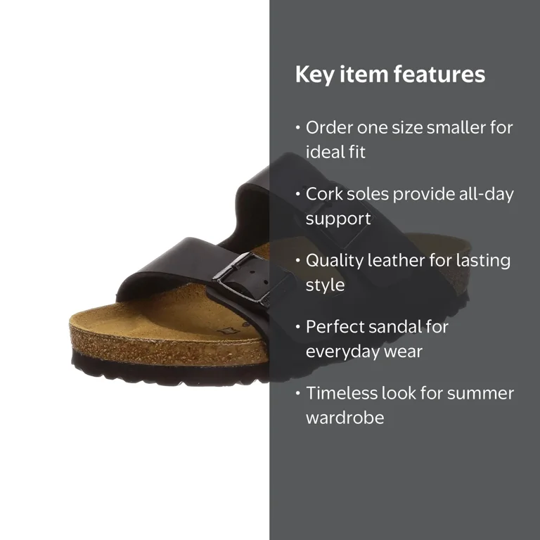 Birkenstock Arizona Bs Black Leather Sandal - 9 M / 7 - Walmart.com
