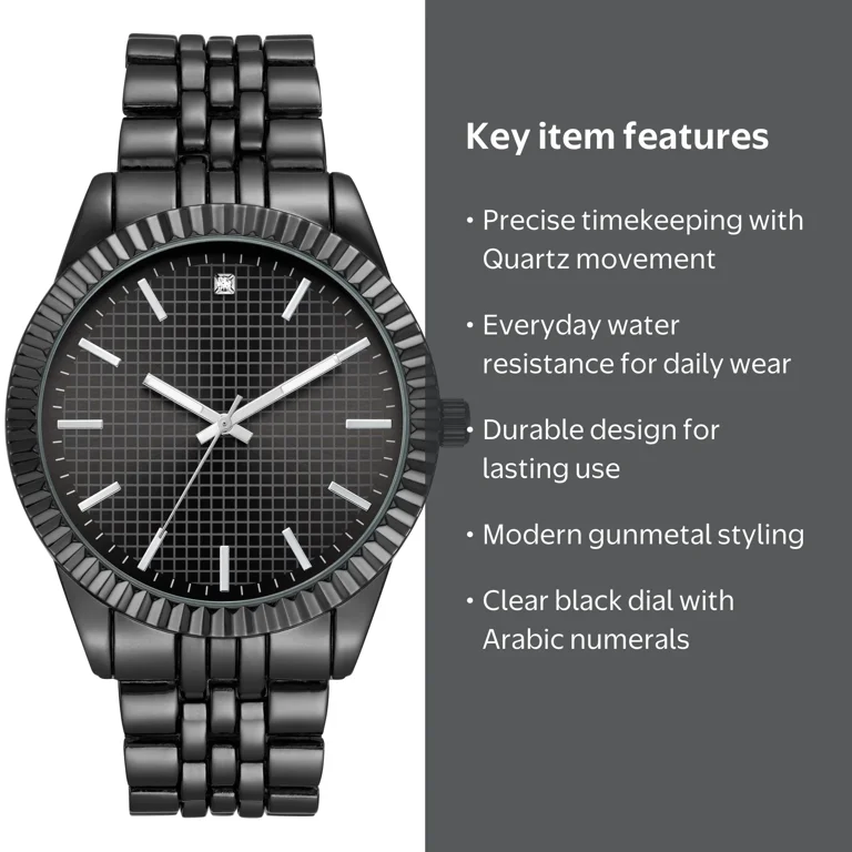 George Black Gunmetal Men's Analog Watch, Durable Design - Walmart.com