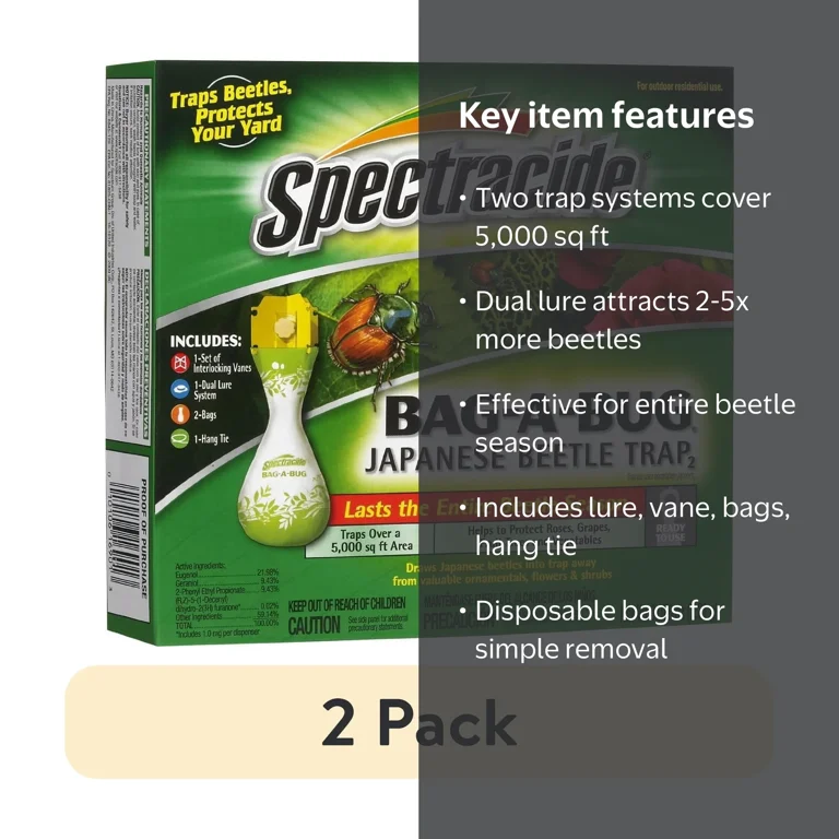 2 pack) Spectracide Bag-a-Bug Japanese Beetle Trap, Dual Lure