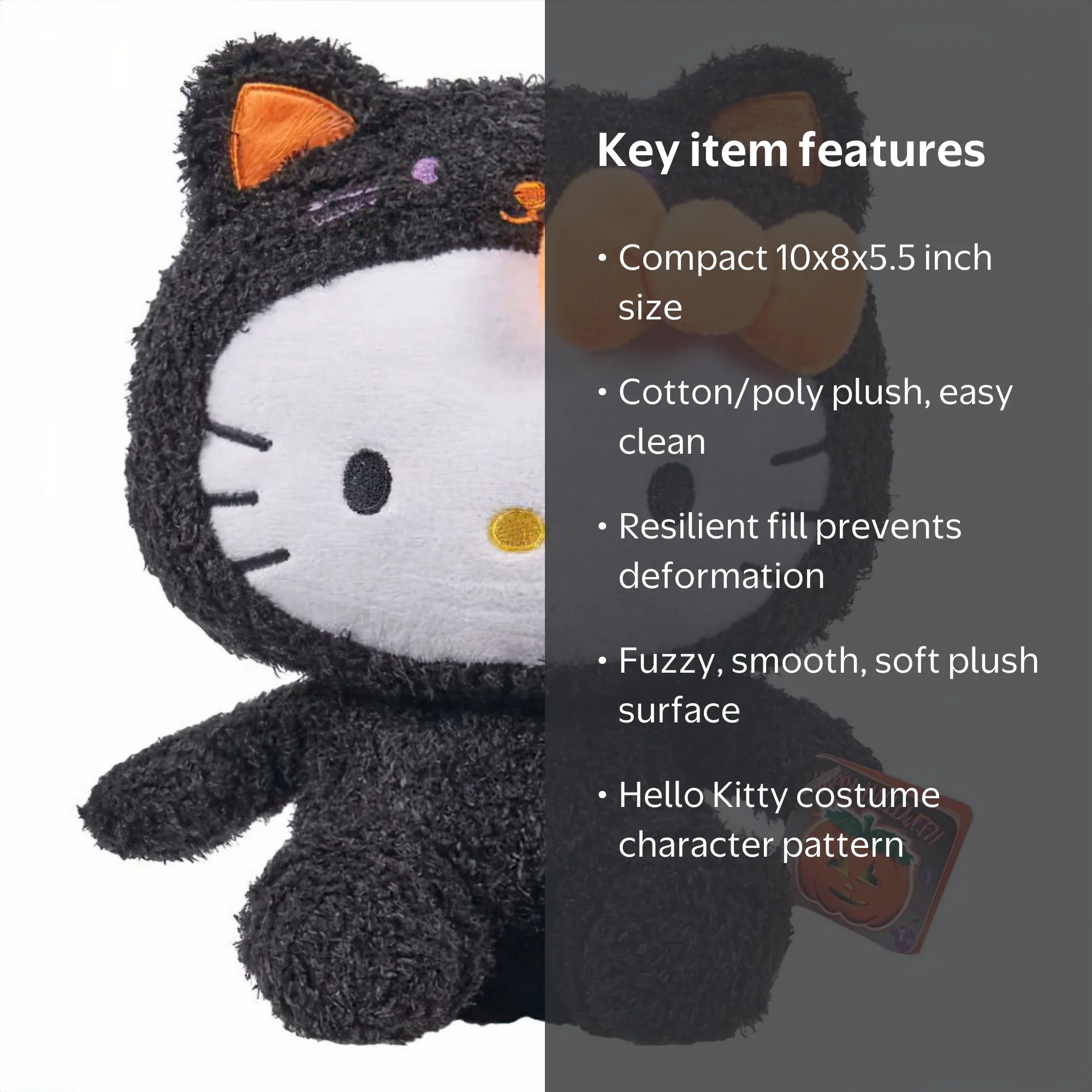 Hello Kitty, officially licensed Black Cat Costume, Plush Doll for