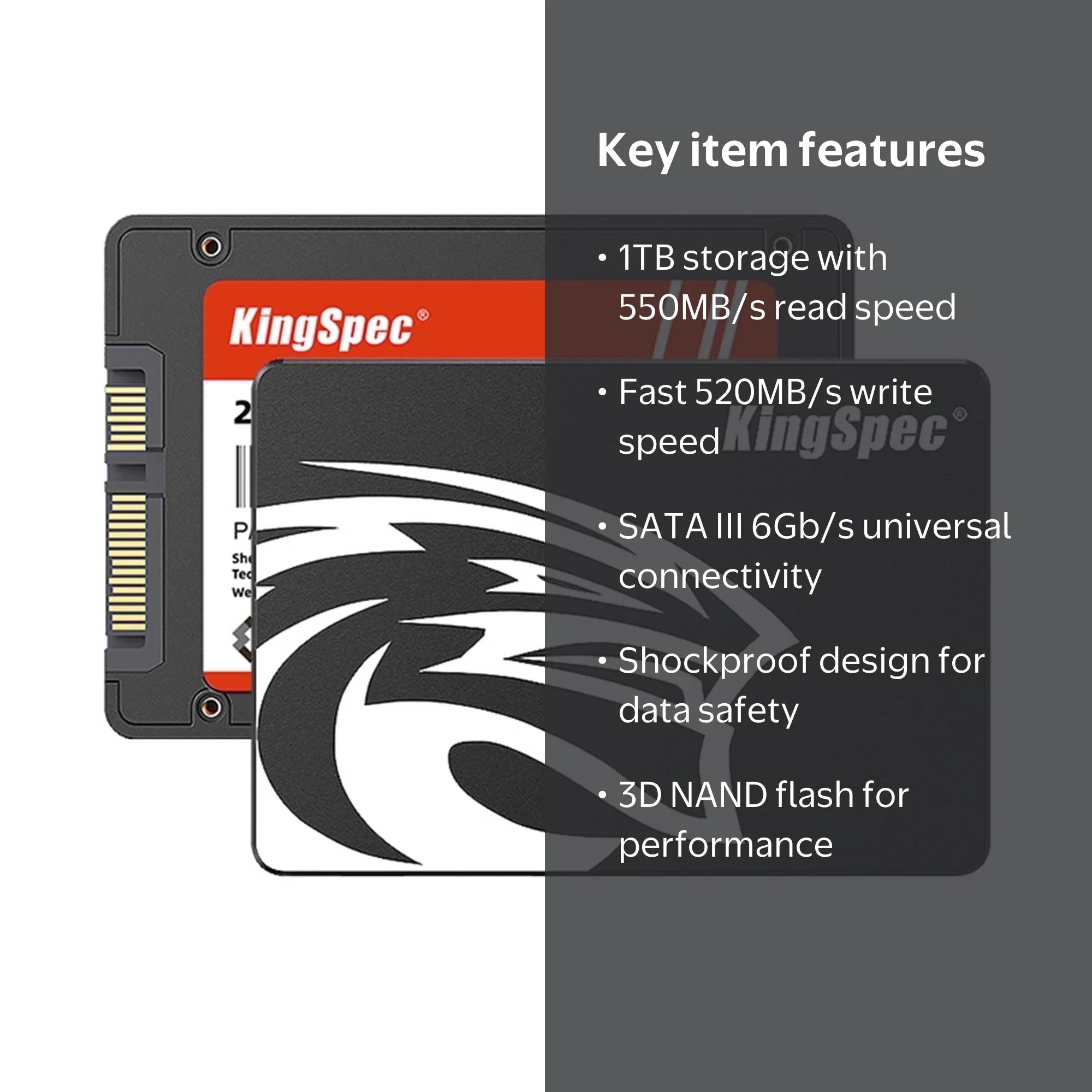 KingSpec, Hard Drive SSD, 1TB, 2.5 inch SATA3, 3D NAND - Walmart.com
