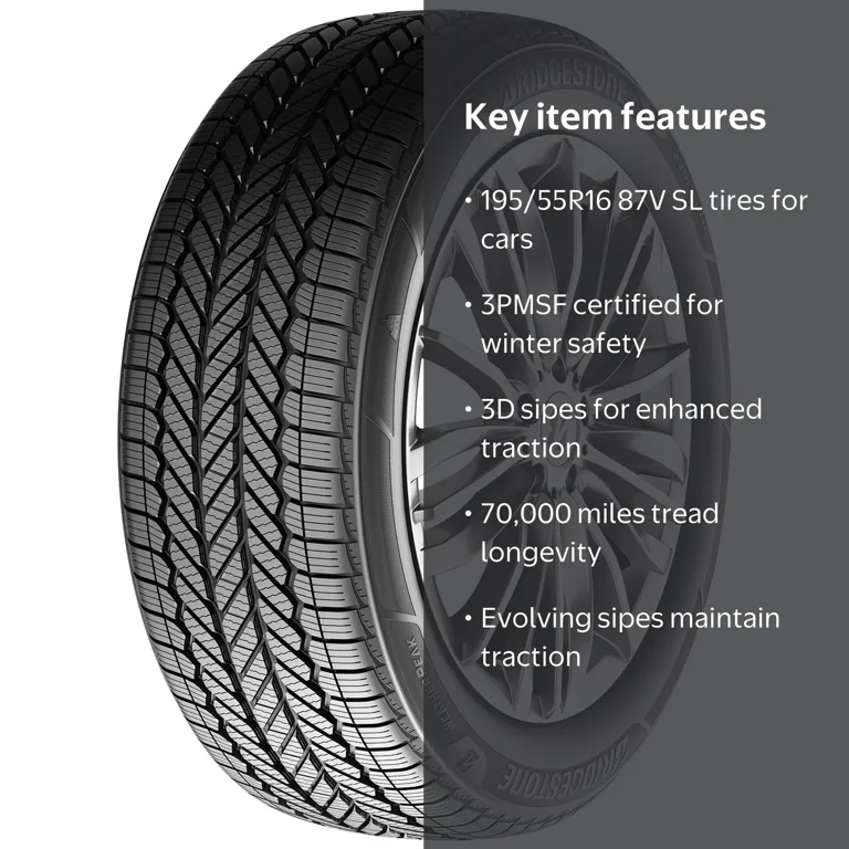 Bridgestone, Weatherpeak All Weather Passenger Tire, 195/55R16 87V