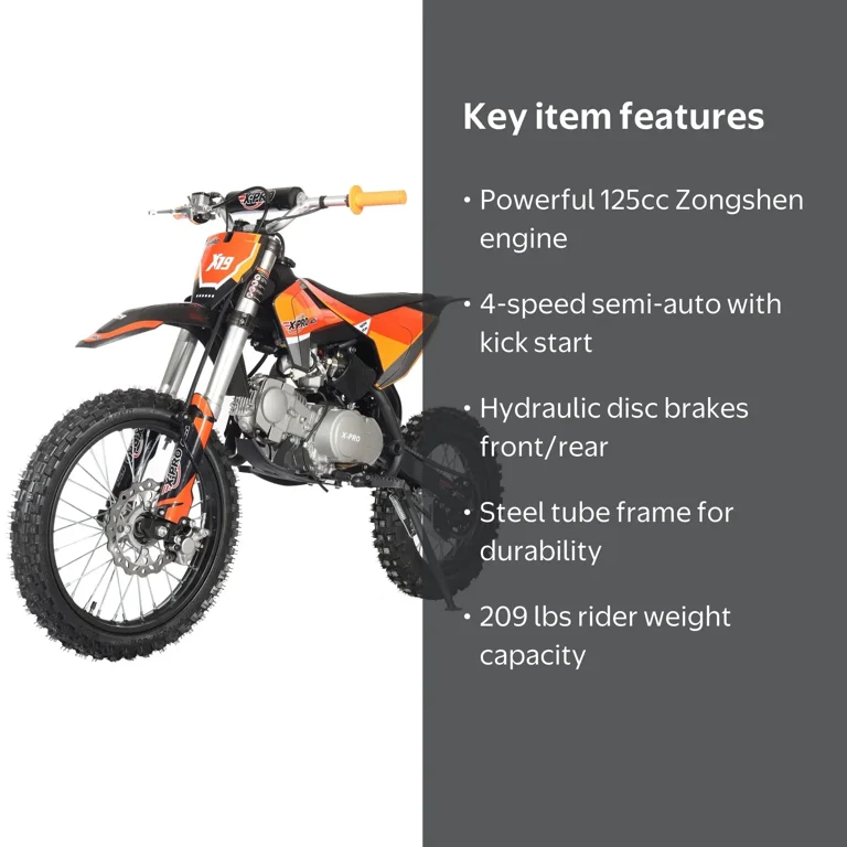 X-Pro Adult Motor Dirt Bike X19: 125cc with Semi-Automatic 4 Speed