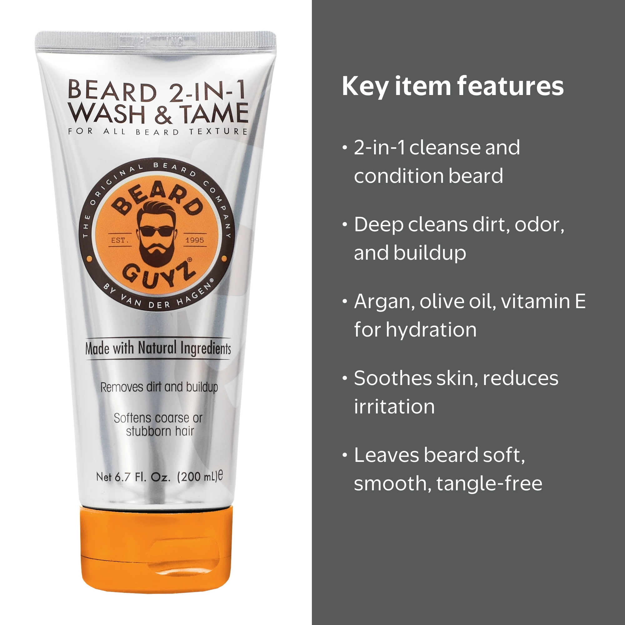 Beard Guyz Wash & Tame Conditioner, 6.7 oz, Natural Ingredients
