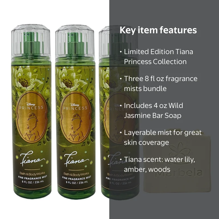 Bath & Body Works Limited Edition Princess Collection Tiana 3 Pack