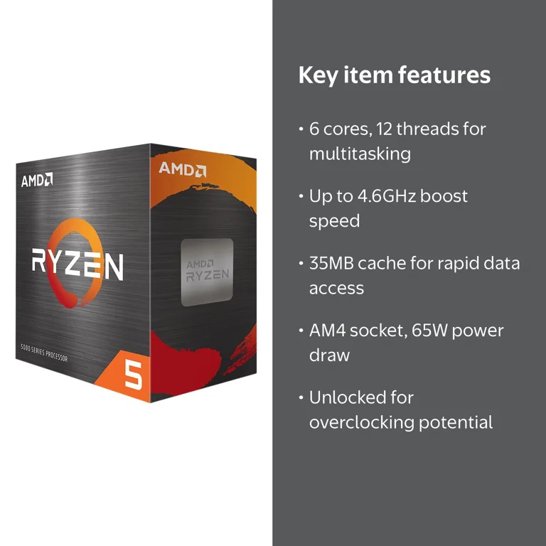 AMD, Desktop Processor, Ryzen‚Ñ¢ 5 5600X, 6-core/12-thread