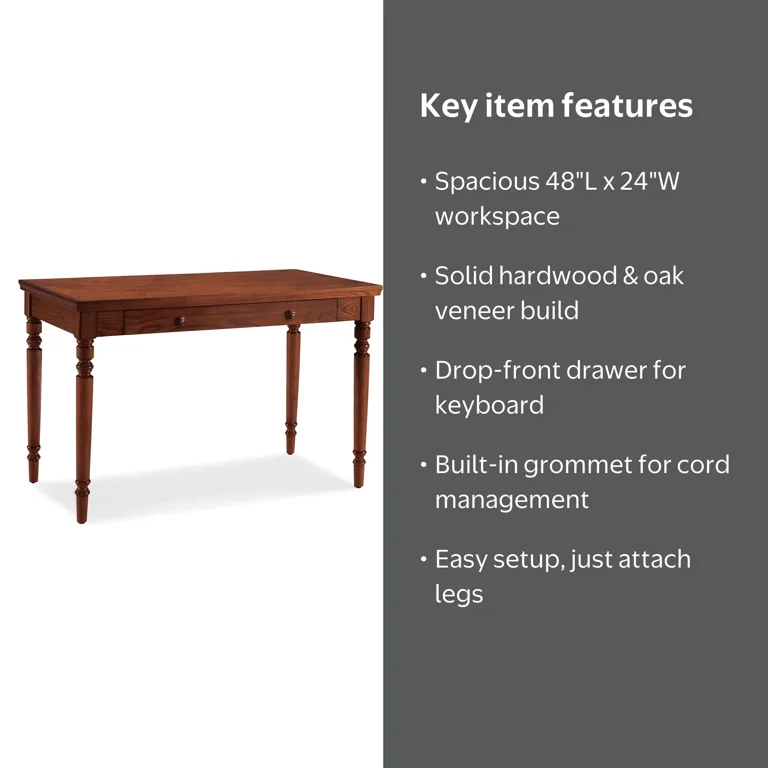 Leick Farmhouse Solid Wood Laptop Desk, 48