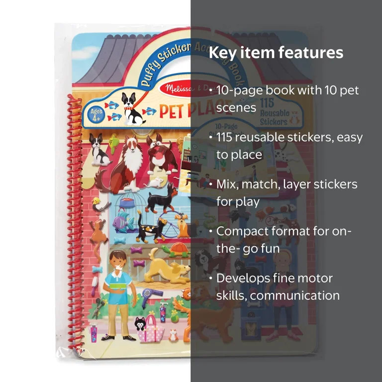 Melissa & Doug, Pet Shop Puffy Sticker Set, 115 reusable stickers