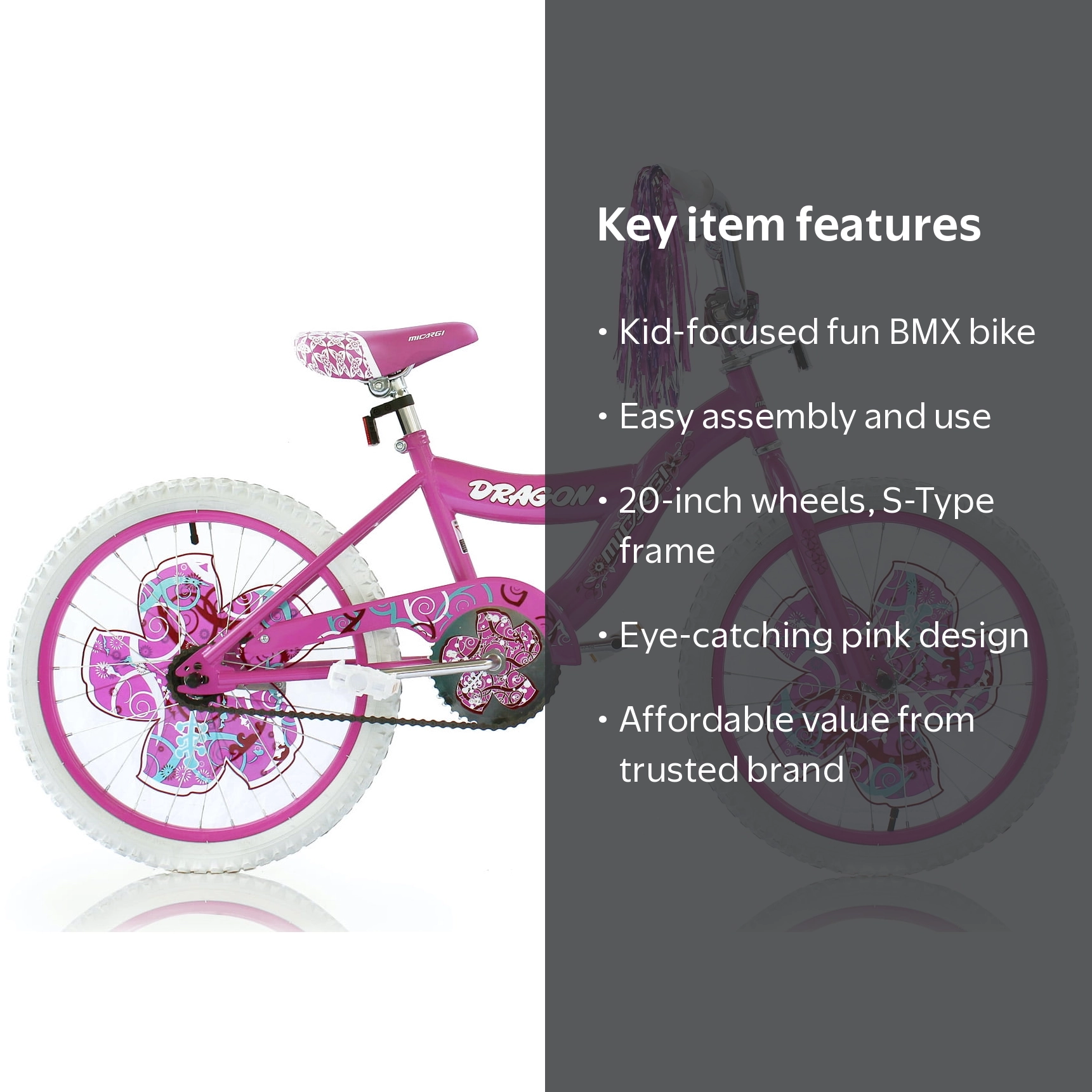 Wonder Wheels 20 In. Girl's BMX S-Type Frame Bicycle Coaster Brake