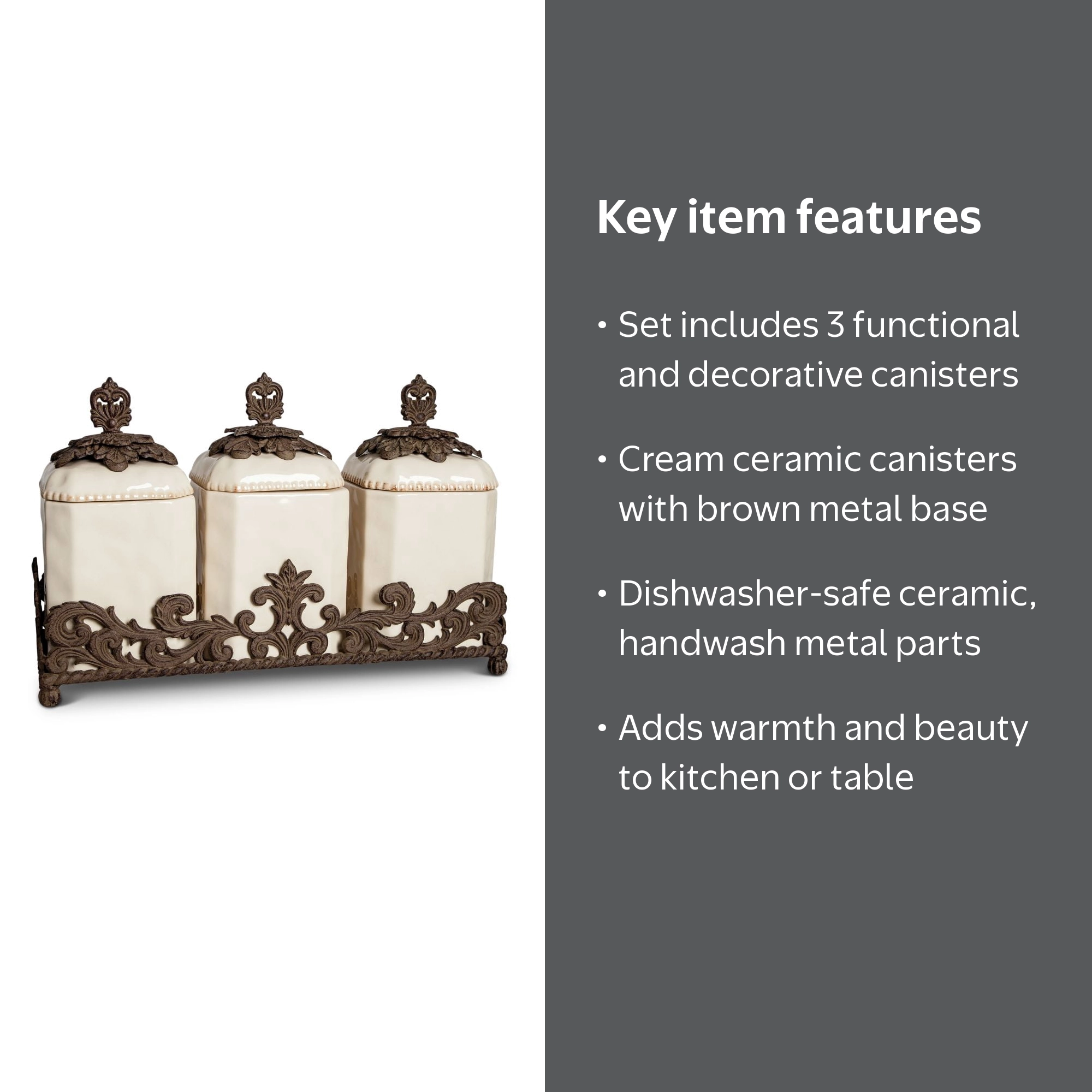 Gerson GG Collection Decorative Kitchen Canisters Set - 3 Piece
