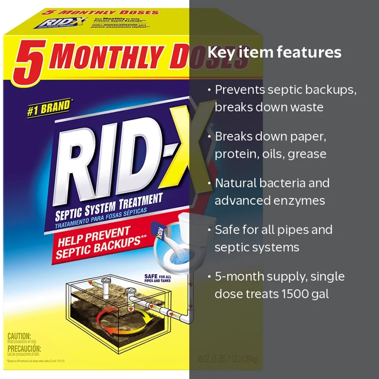 Randy様 DDSサプリメント×4 Rid-X Septic Treatment Powder, 5 Month Supply, 49.0oz, Breaks Down