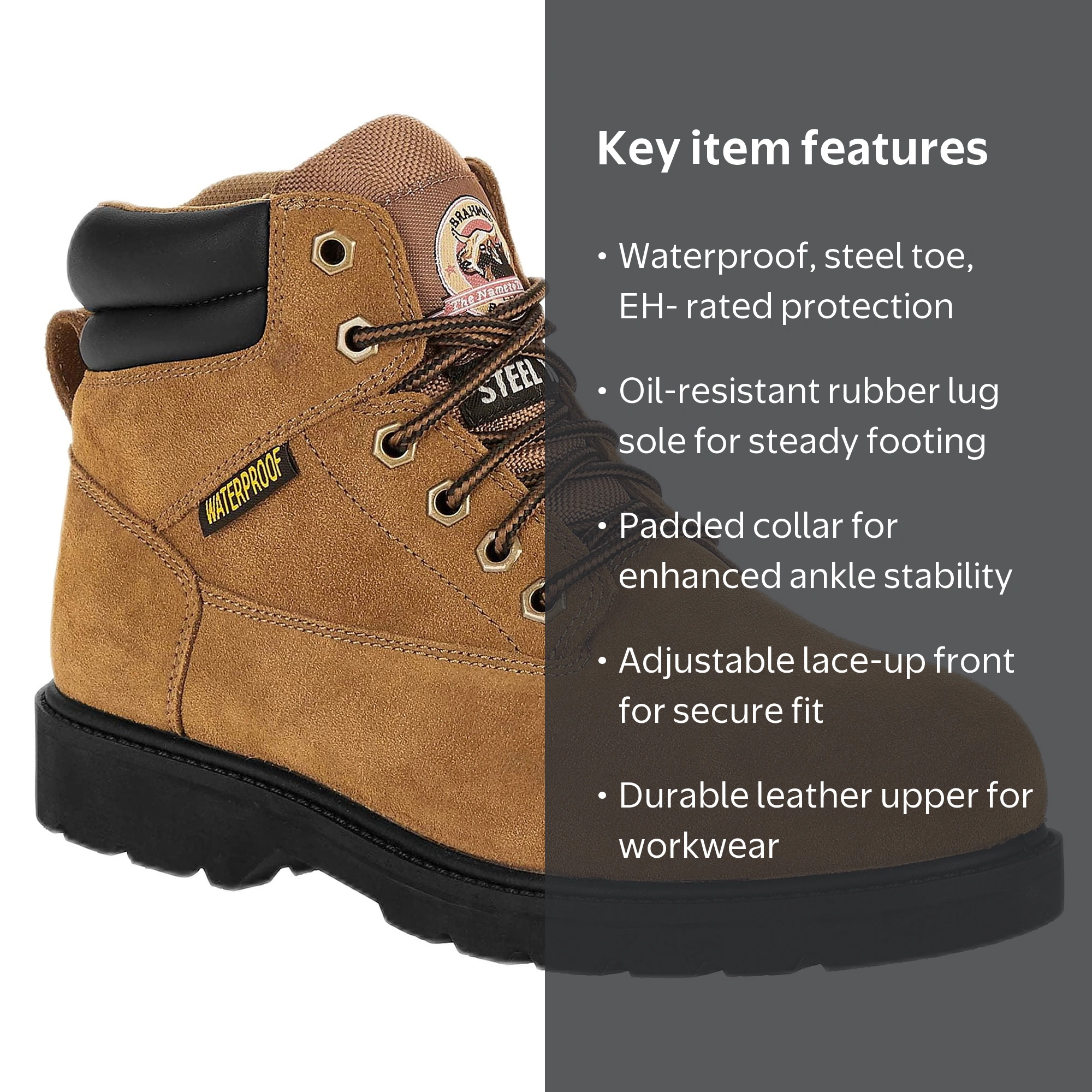 Brahma Men's Alpha Waterproof 6 in Steel Toe Work Boots - Walmart