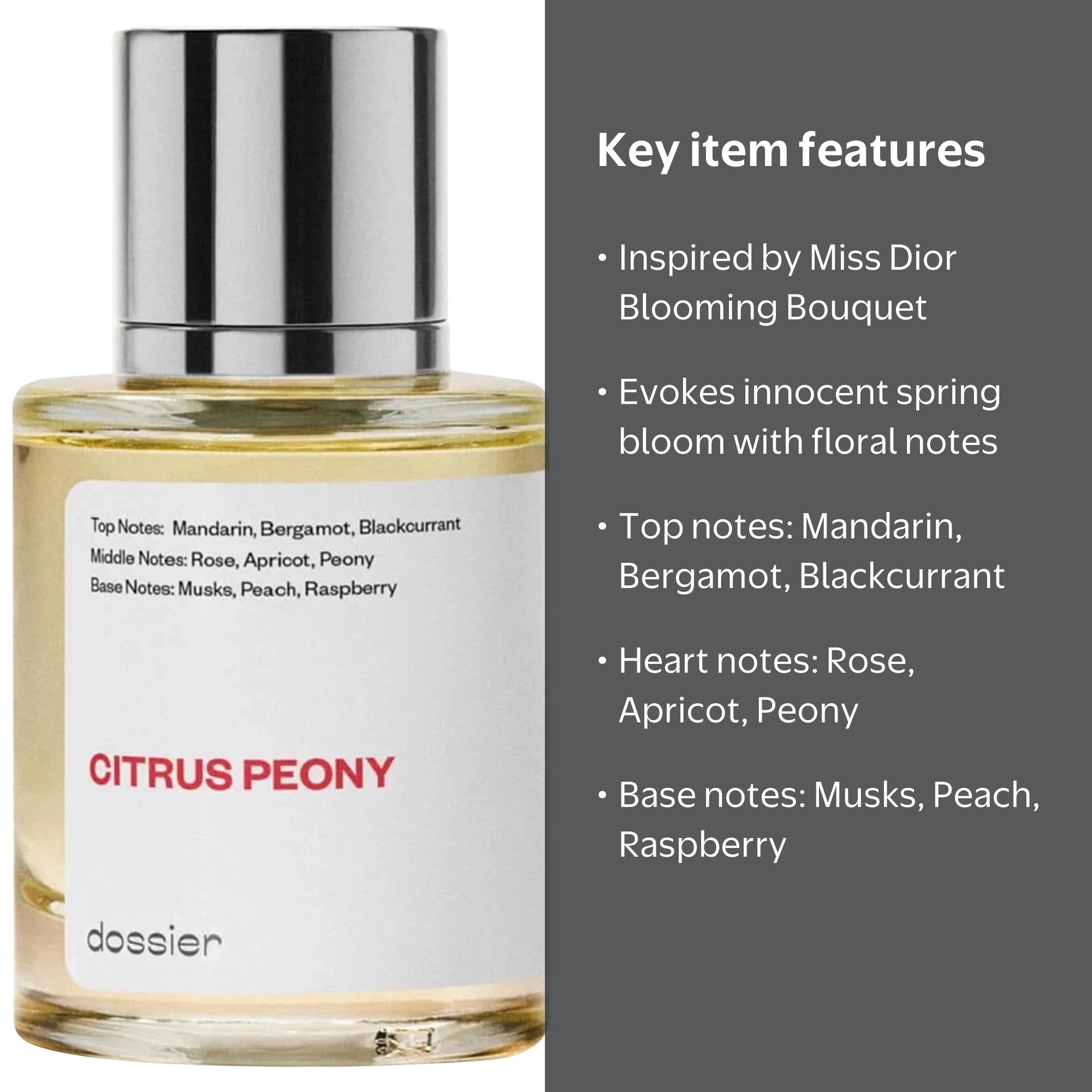 Dossier Citrus Peony Eau de Toilette, Inspired by Miss Dior
