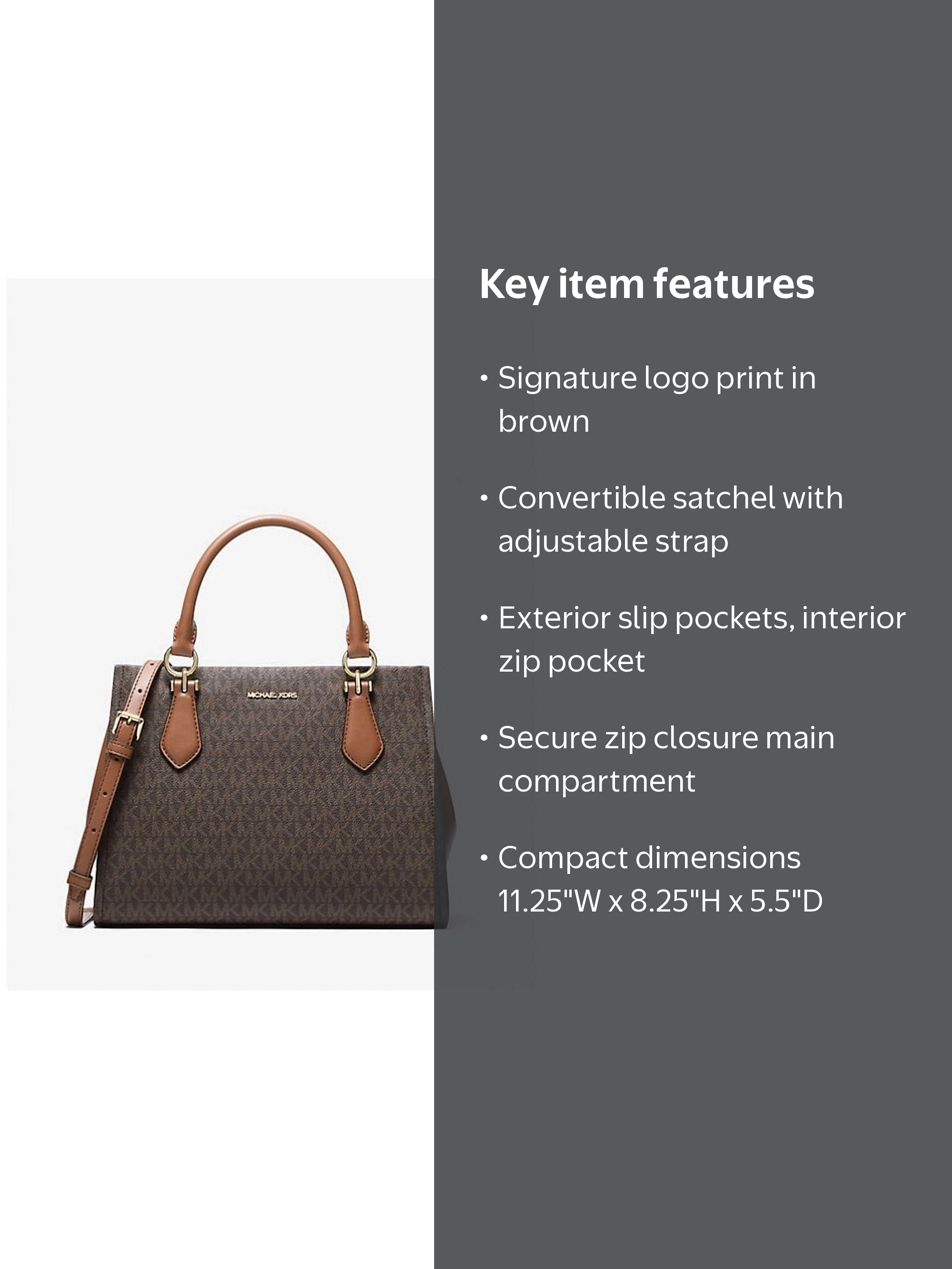 Michael Kors Marilyn Medium Signature Logo Convertible Satchel Bag