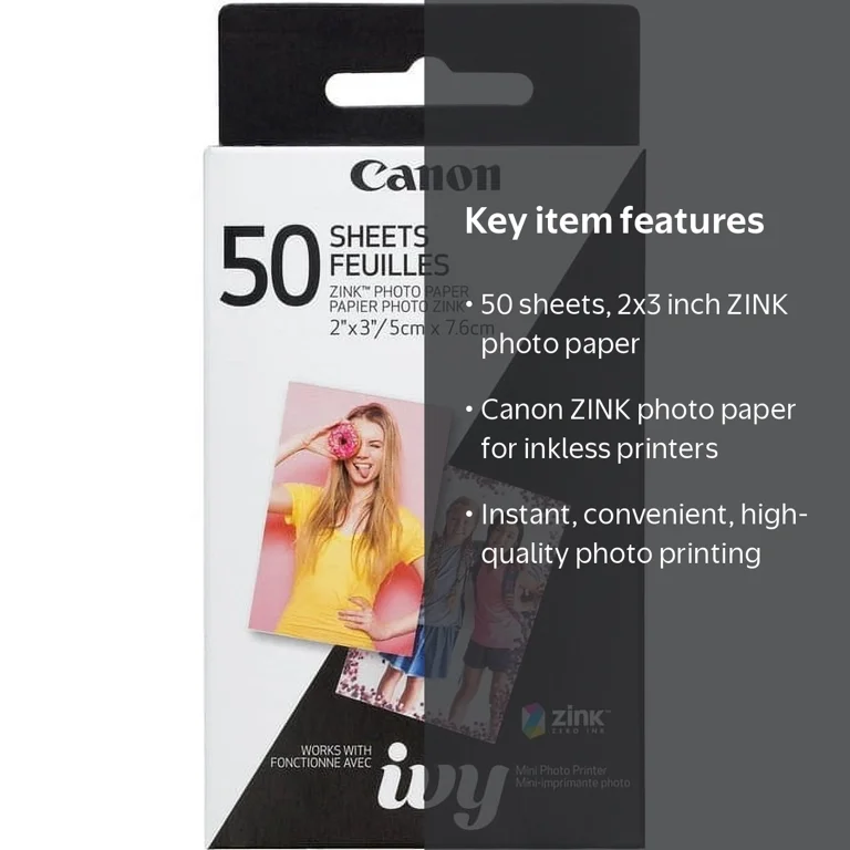 Canon, Photo Paper, 50 Sheets, Inkless ZINK 2