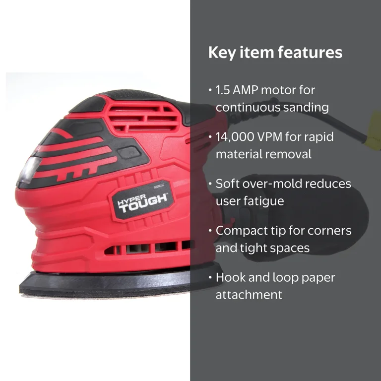 Hyper Tough 1.5 AMP Corded Detail Sander, AQ20021G - Walmart.com