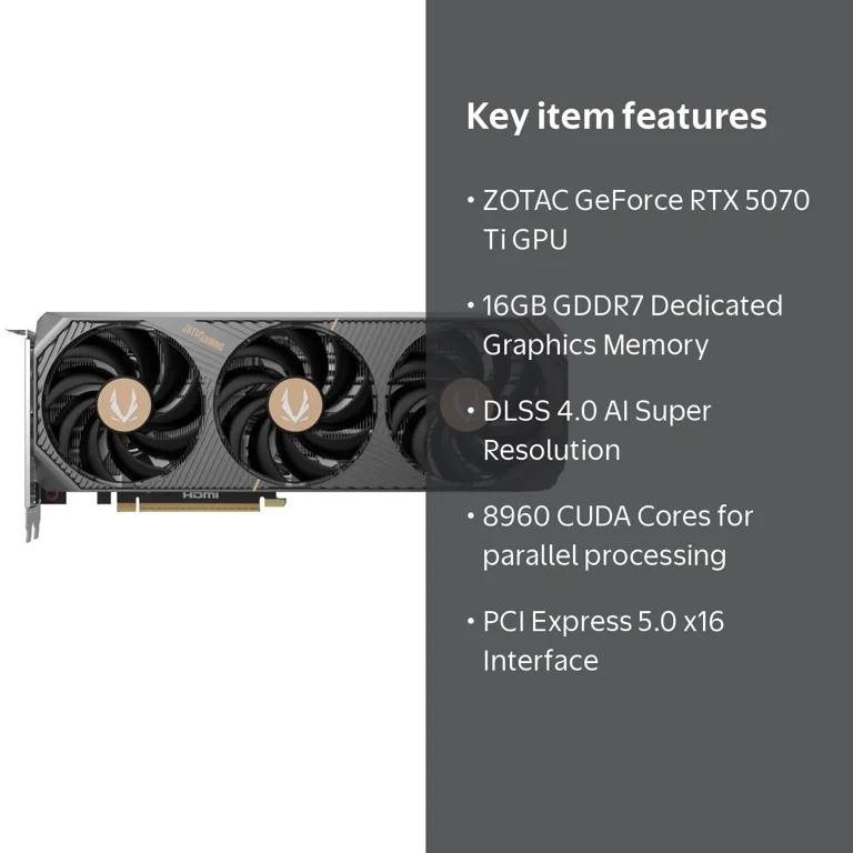 ZOTAC, GeForce RTX 5070 Ti, 16GB GDDR7, DLSS 4.0, PIC-Express 5.0