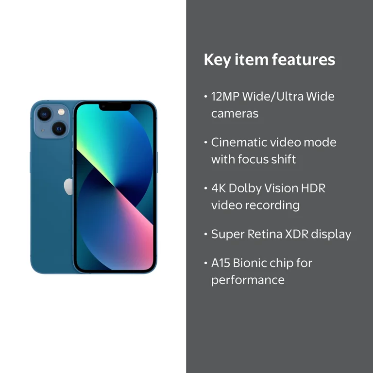 AT&T iPhone 13 128GB Blue - Walmart.com