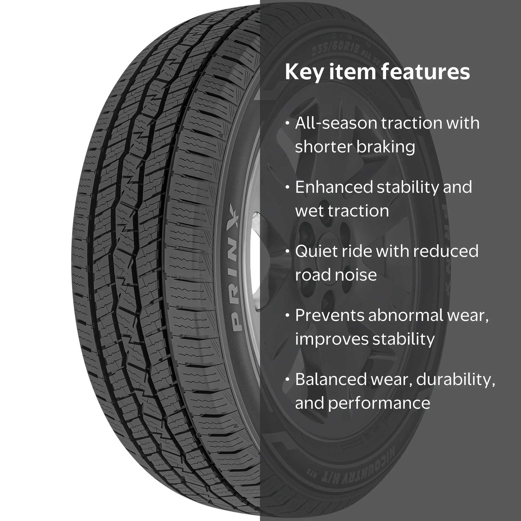 Prinx, SUV Crossover Tire, Highway Terrain, 265/60R18, 110H