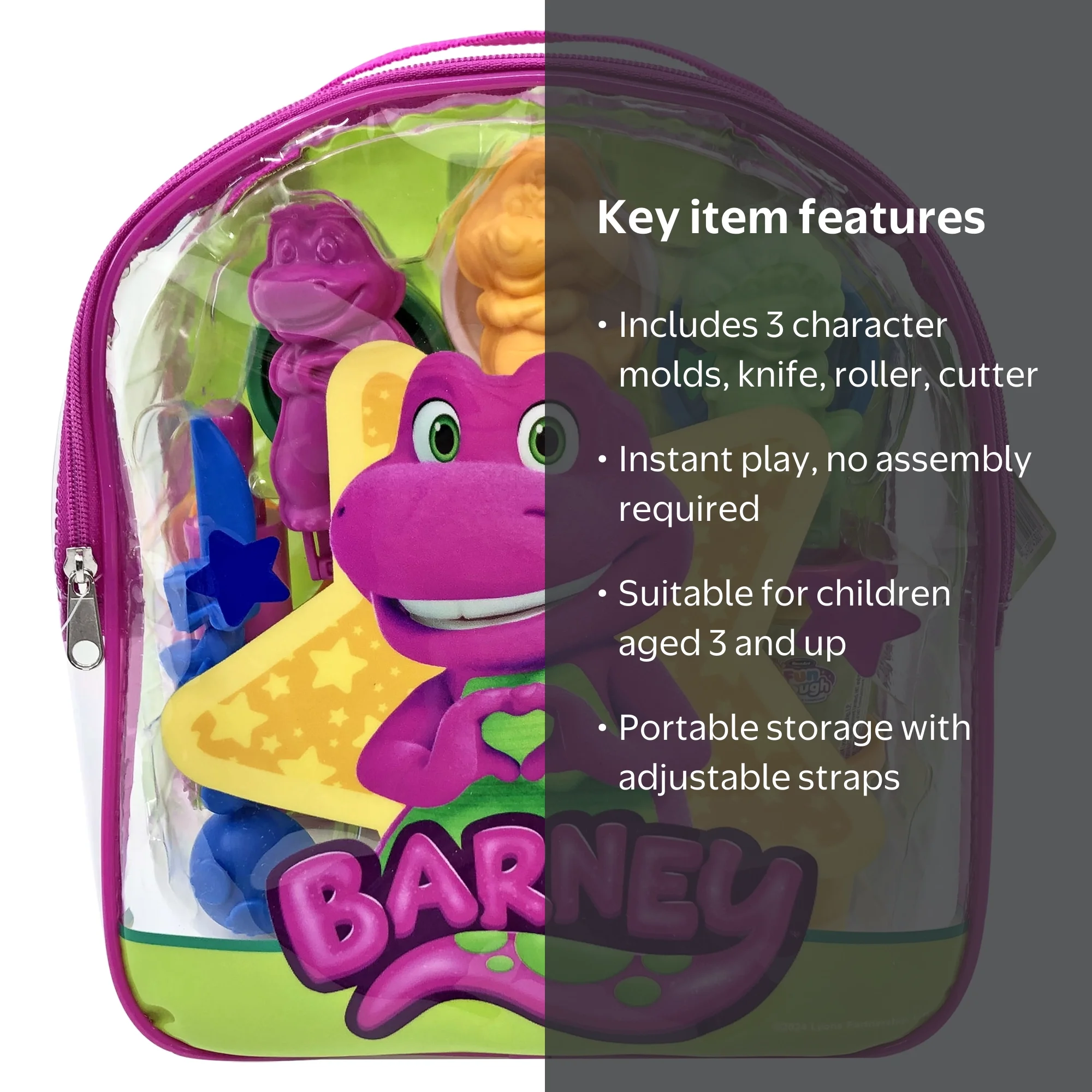 Barney Fun Dough On-the-Go Backpack Fun Dough Molding Set and
