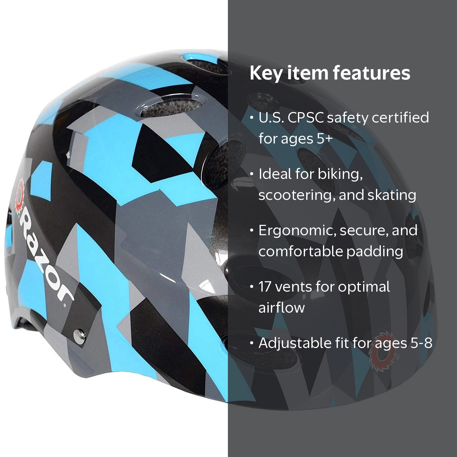 Razor V17 Geo Multi-Sport Child's Helmet, Black/Blue - Walmart.com