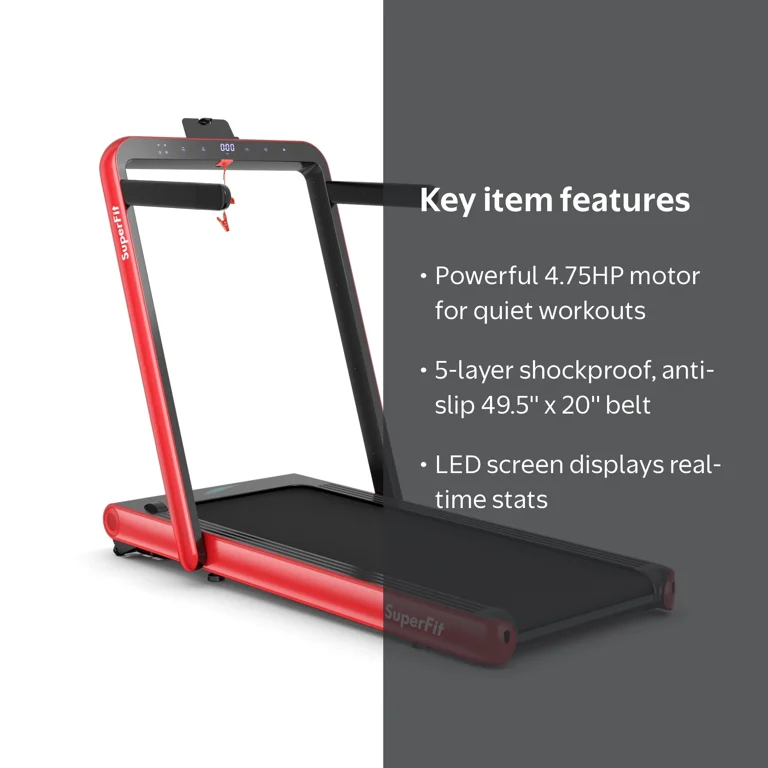 SuperFit Foldable 4.75HP 2 In 1 Desk Treadmill with Bluetooth