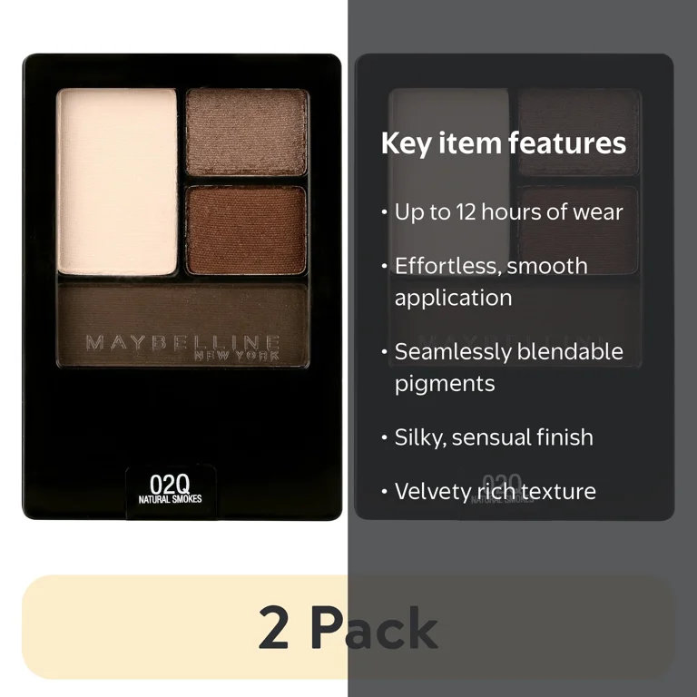 2 pack) Maybelline Expert Wear Eyeshadow Quads, Natural Smokes