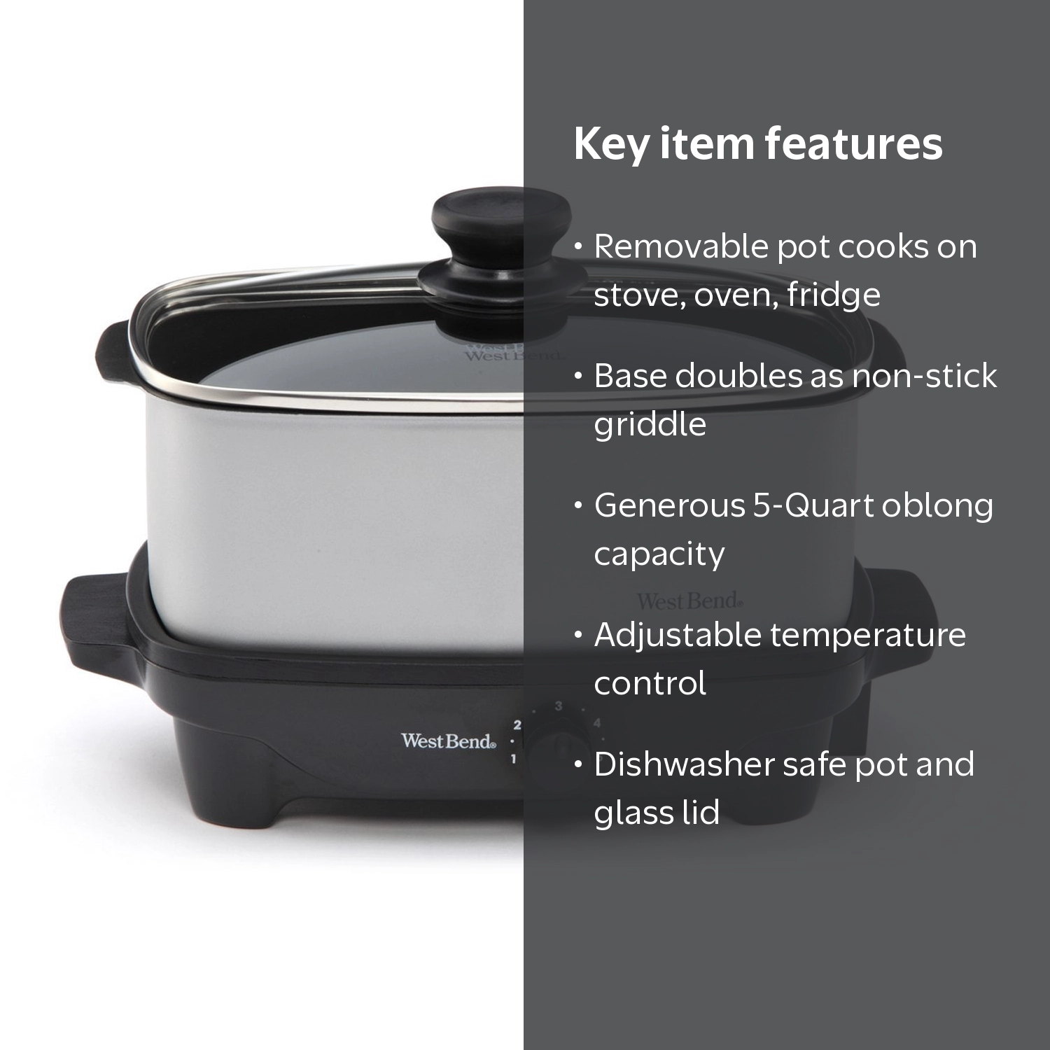 WESTBENDウエストベンド5Quart Liquid Core Cooker West Bend 5-Quart Oblong Slow Cooker - Walmart.com