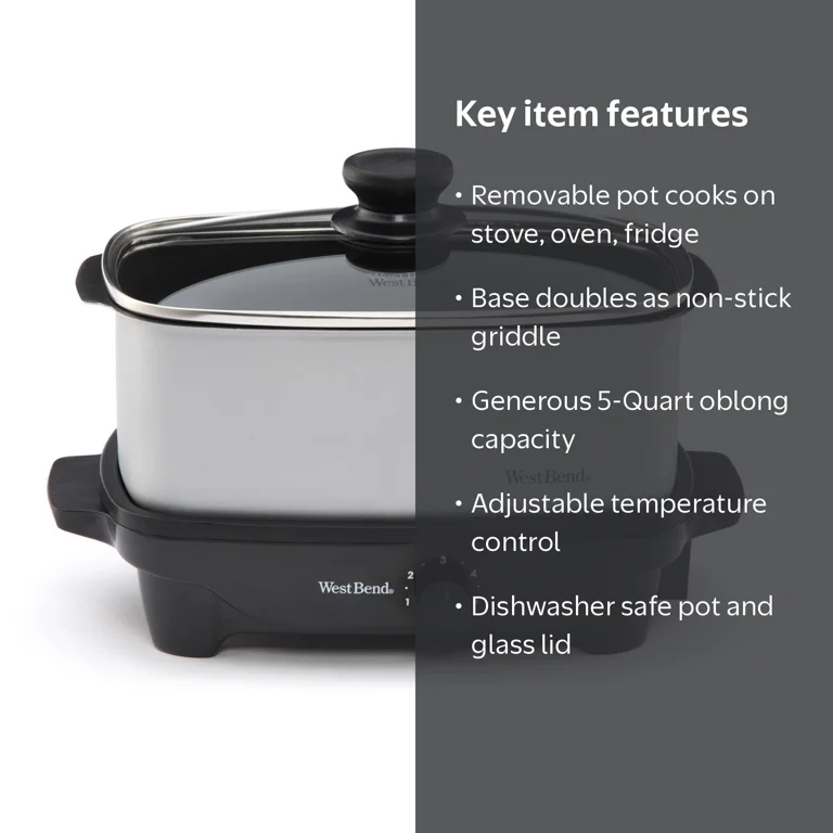 West Bend 5-Quart Oblong Slow Cooker - Walmart.com West Bend 5-Quart Oblong Slow Cooker - Walmart.com