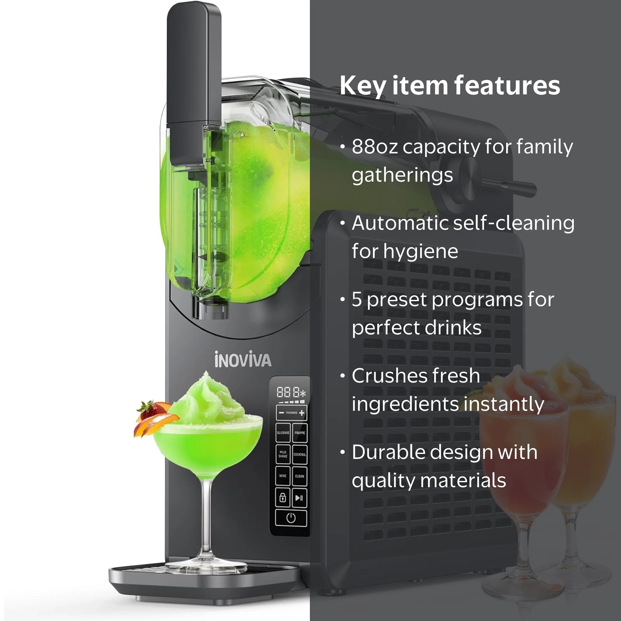 Inoviva S1.0 88oz Slushie Machine Smoothie Maker – Self Cleaning