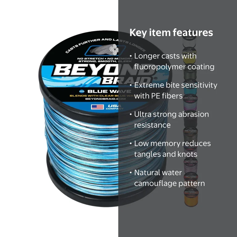beyond braid braided fishing line White 8X- No Fade- Ultra Performance 8 Strand The Beyond Braid 8X Ultra Performance 8 Beyond Braid Braided Fishing Line