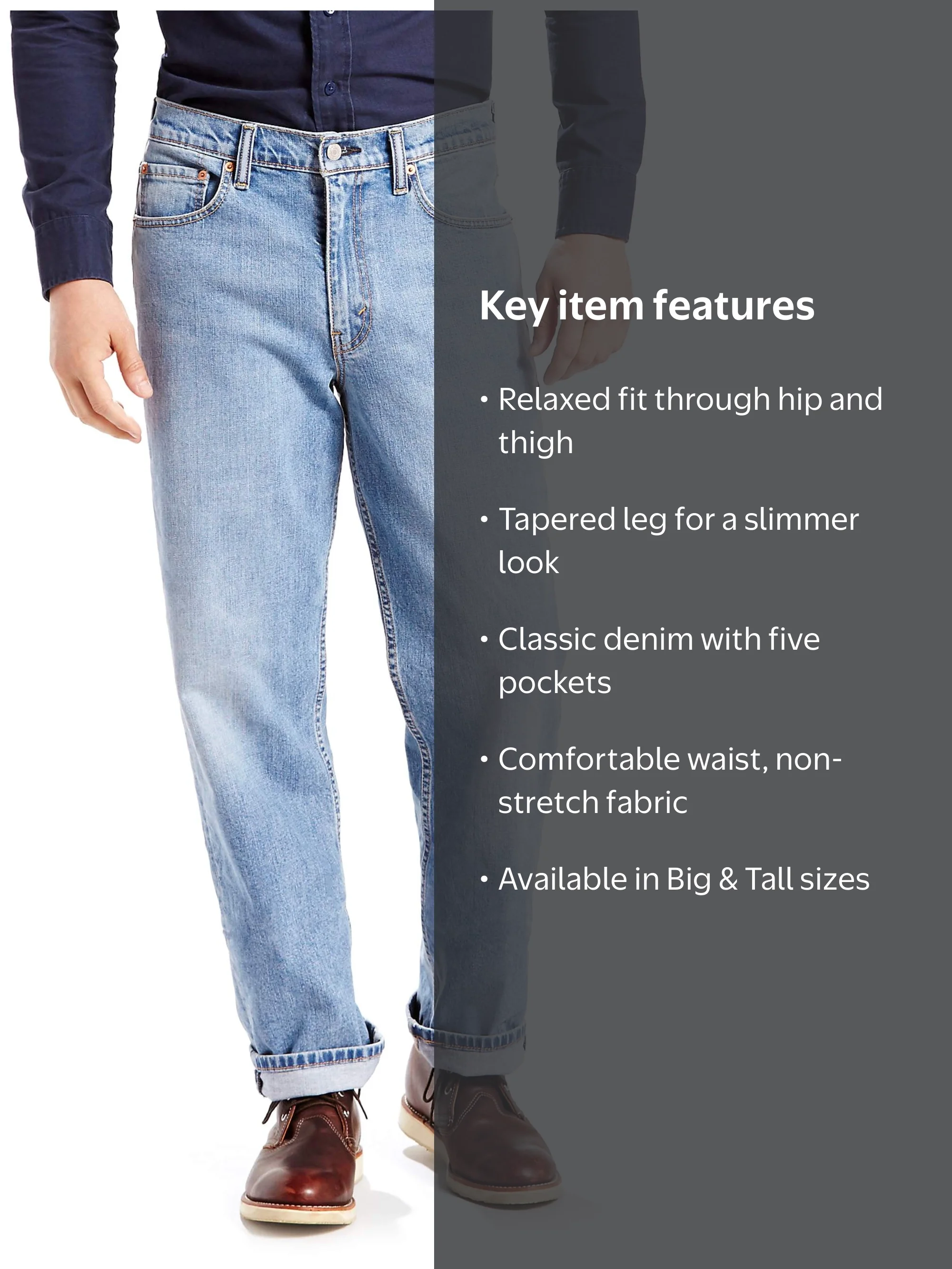 Levi's, Men's 550 Relaxed Fit Jeans, Tapered leg, denim, size