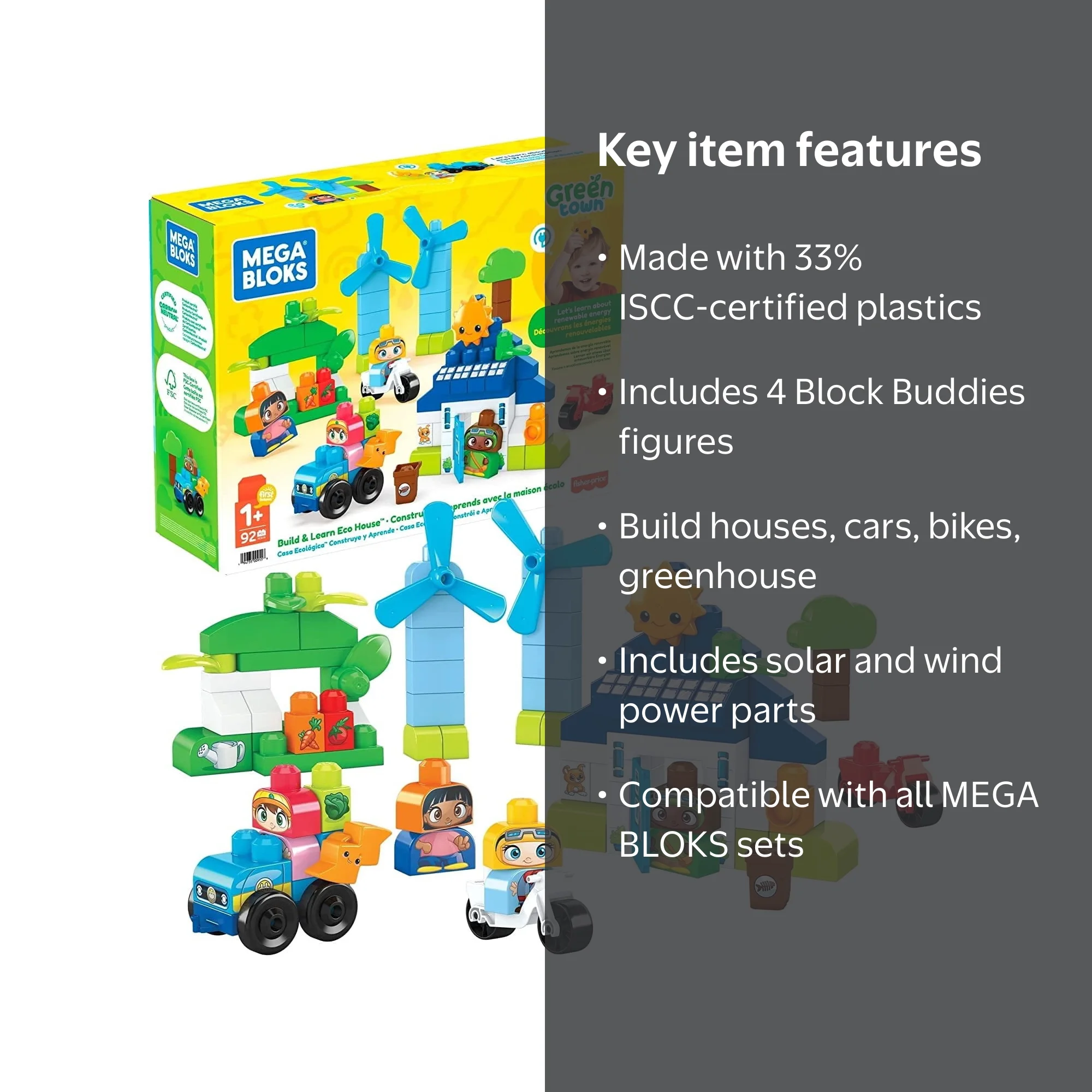 MEGA BLOKS Fisher-Price Toddler Building Blocks Green Town