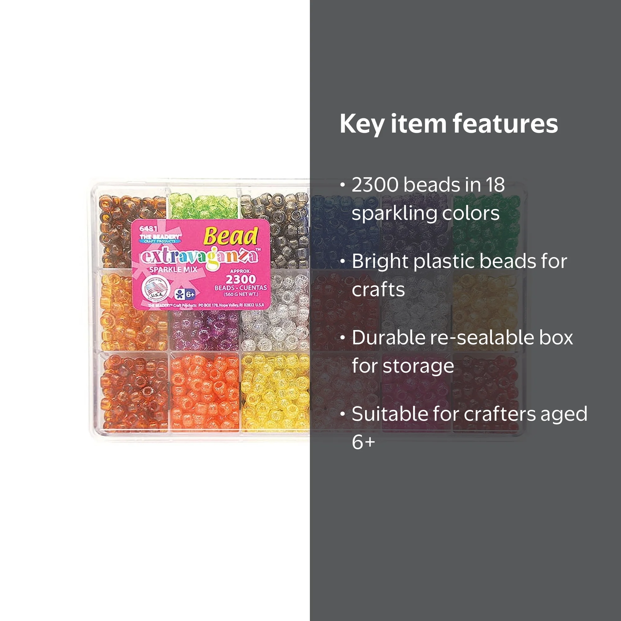 The Beadery All Sparkle Color Multi Giant Bead Box, 2300 Plastic