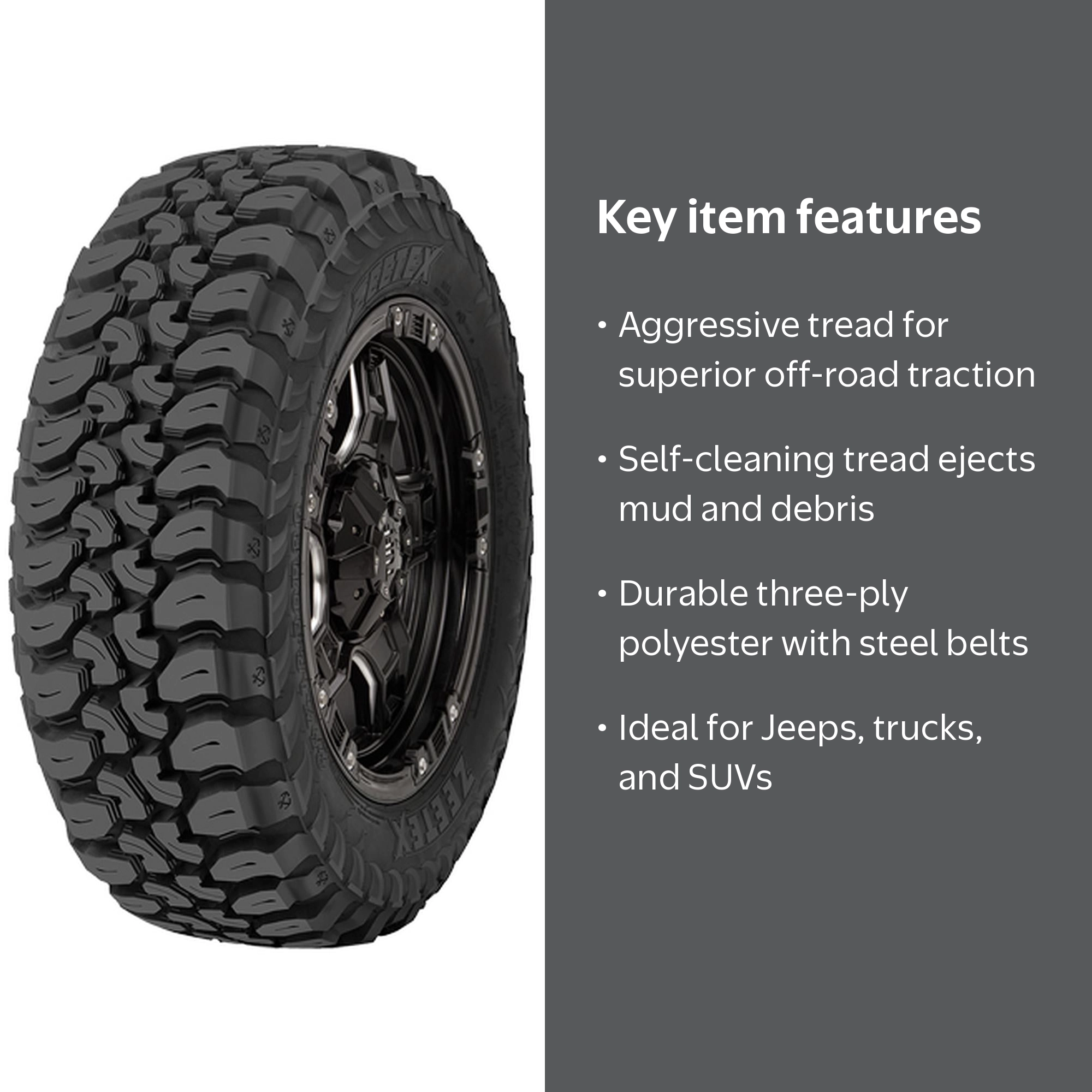 Zeetex, Light Truck Tire, LT33x12.50R20, Mud Terrain Off-Road