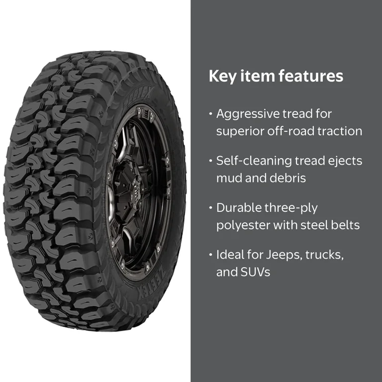 Zeetex, Light Truck Tire, LT33x12.50R20, Mud Terrain Off-Road