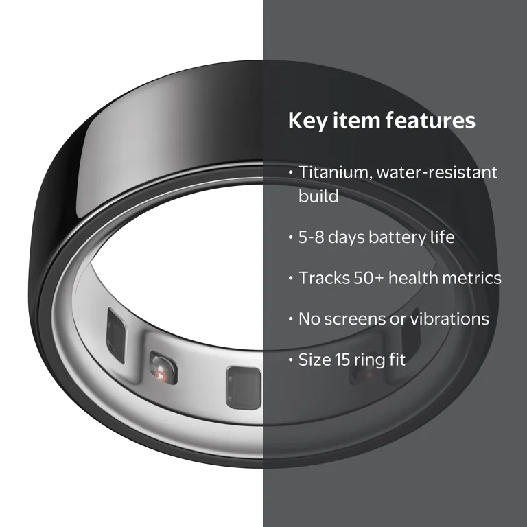 Oura Ring 4, Black, Size 15, Smart Wearable, Sleep, Fitness