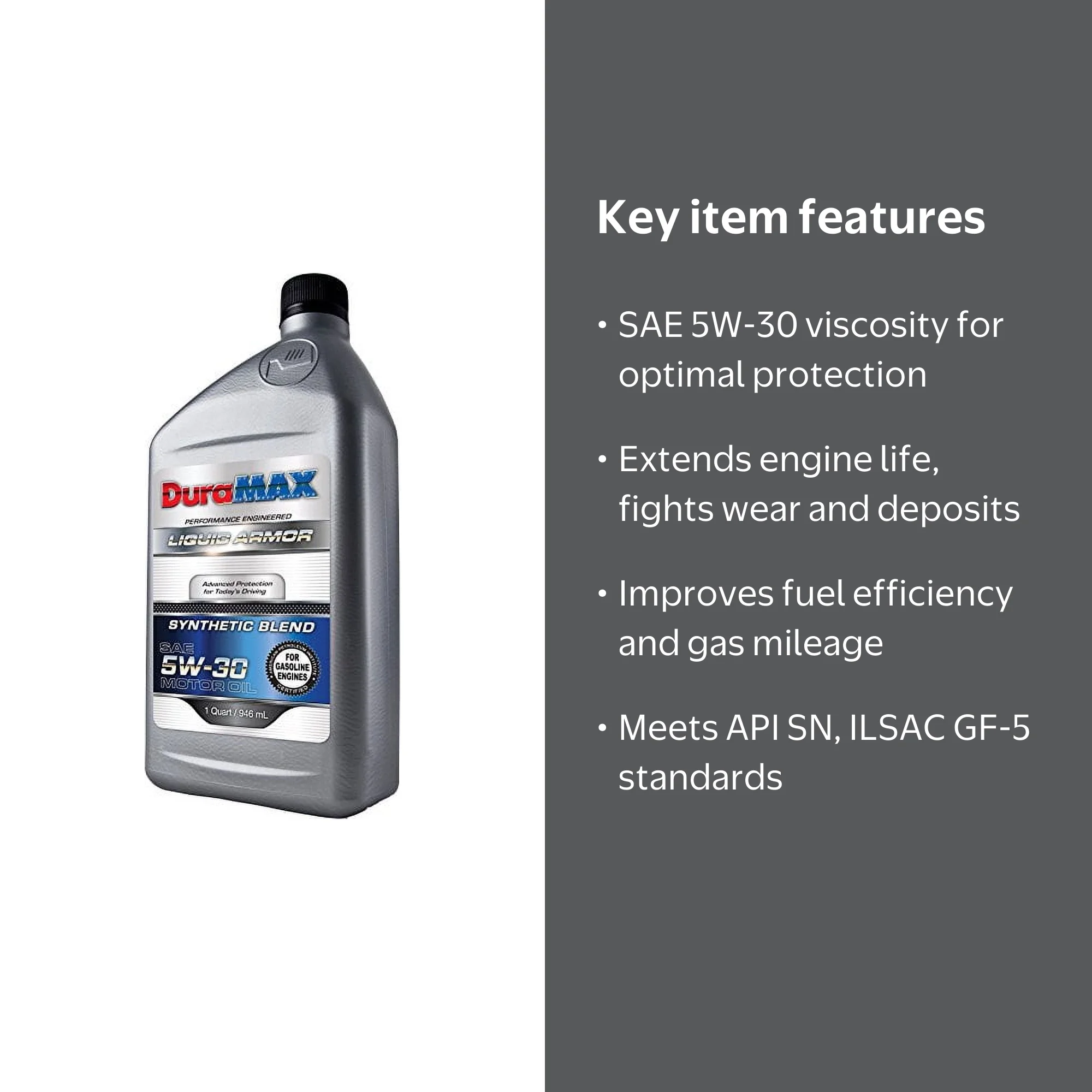 DuraMAX Synthetic Blend 5w30 Motor Oil - Case of 12 Quart Bottles