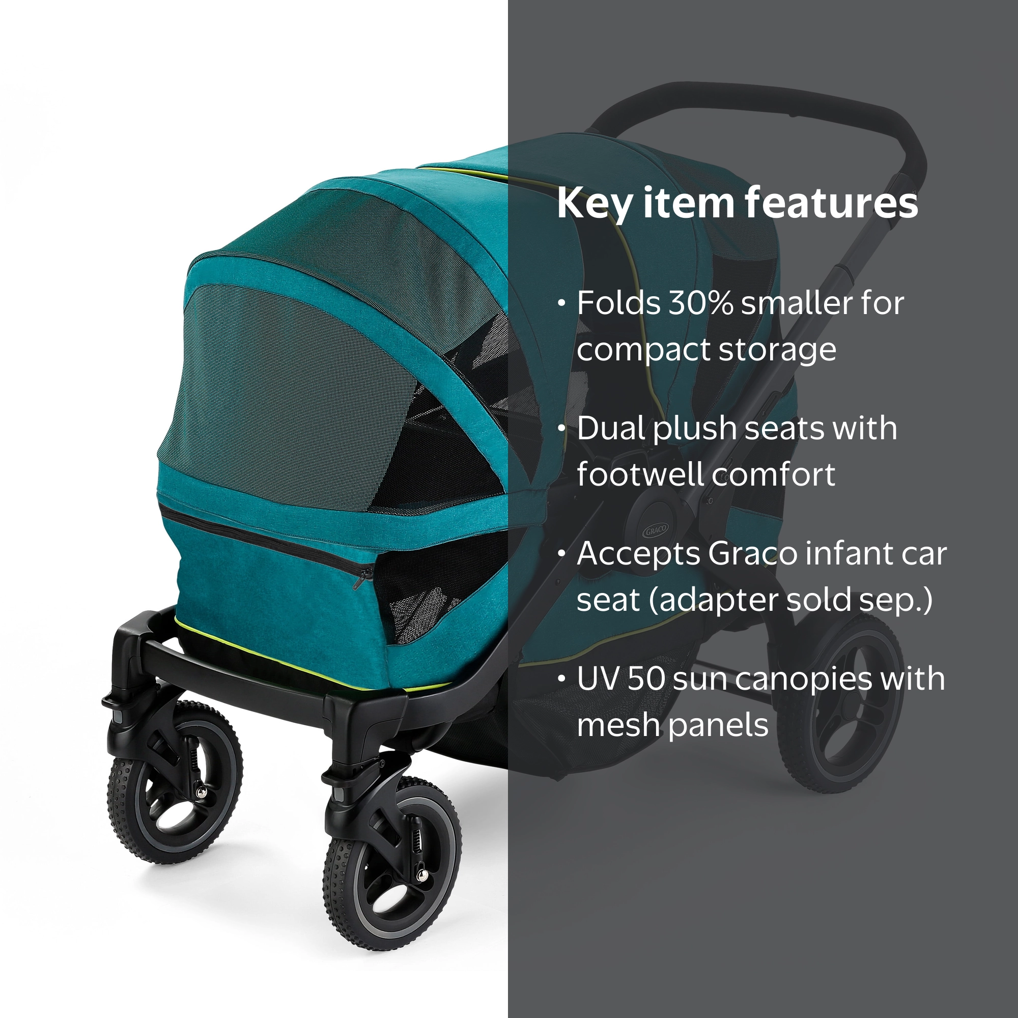 pet geat no zip dual entry dog stroller No-Zip Double Pet Stroller- Pine Green