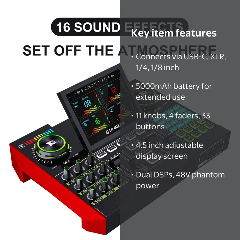 Tenlamp Vocal Effects, Live Sound Card with 13 Audio Interfaces
