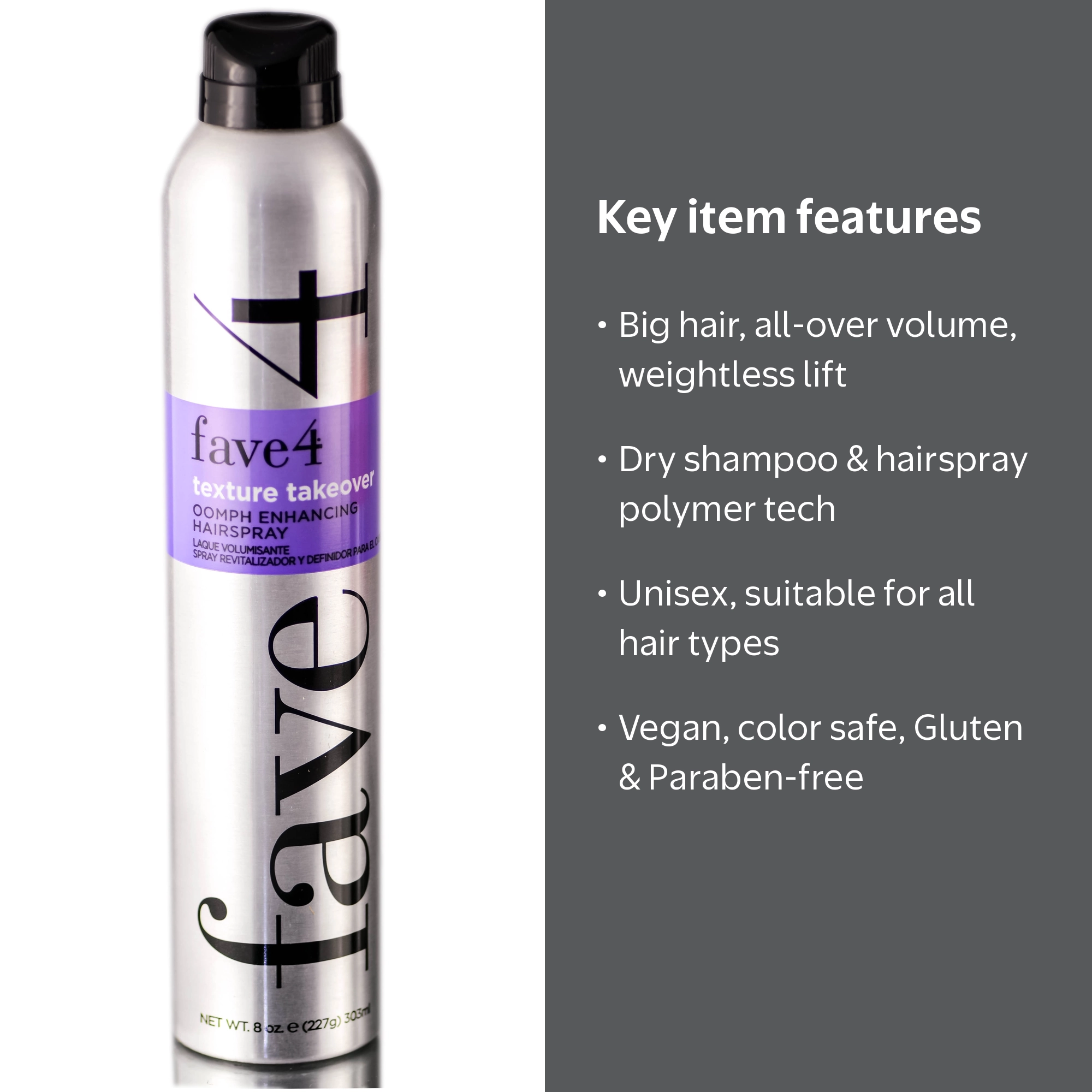 Fave4 Texture Takeover Oomph Enhancing Hair Spray for Unisex - 8