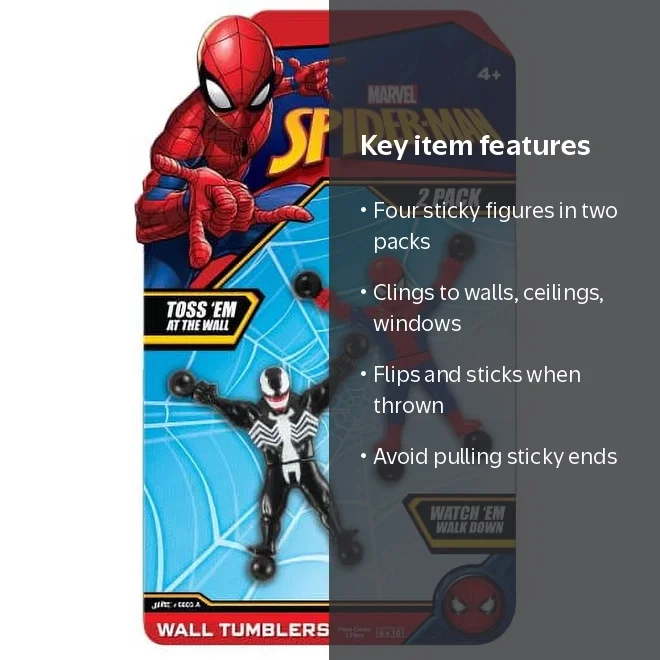 Ja-Ru, Window Wall Climbers, 2 Pack, Spiderman & Venom Sticky Toys